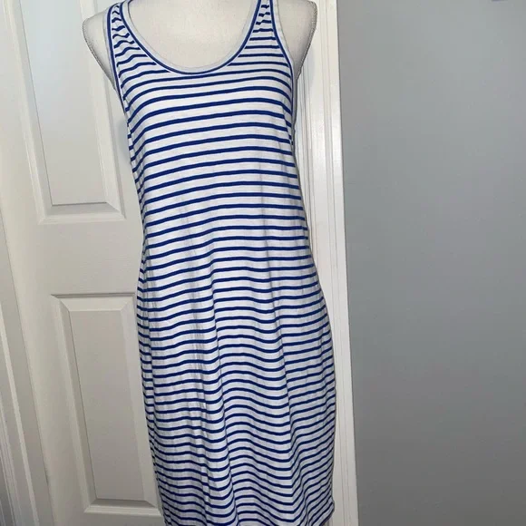 NWT J Crew Blue and White Stripe Tank Dress - Picture 2 of 9